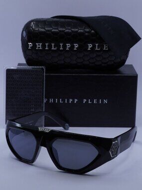 Philipp Plein SPP153 Z42X Geometric Sunglasses – Black/Grey